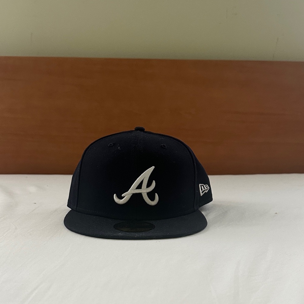 New Era Navy and White Atlanta 'A' Snapback Cap